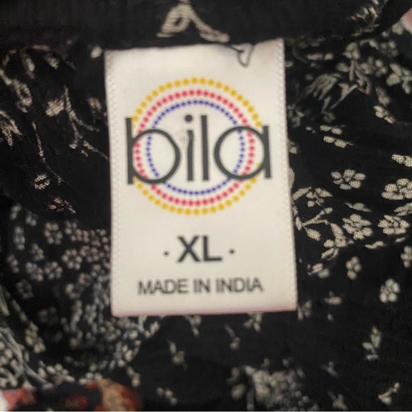 Bila Maxi Dress Sz XL Black Handkerchief Hem Floral Gauze Boho 90s Style Flowy - Picture 13 of 16